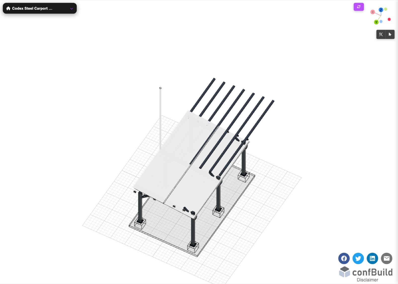 Stahl-Carport aus einer zweiten 3D-Perspektive